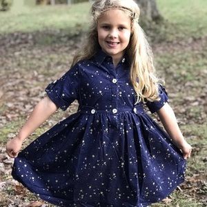 Navy Corduroy Star Print Dress